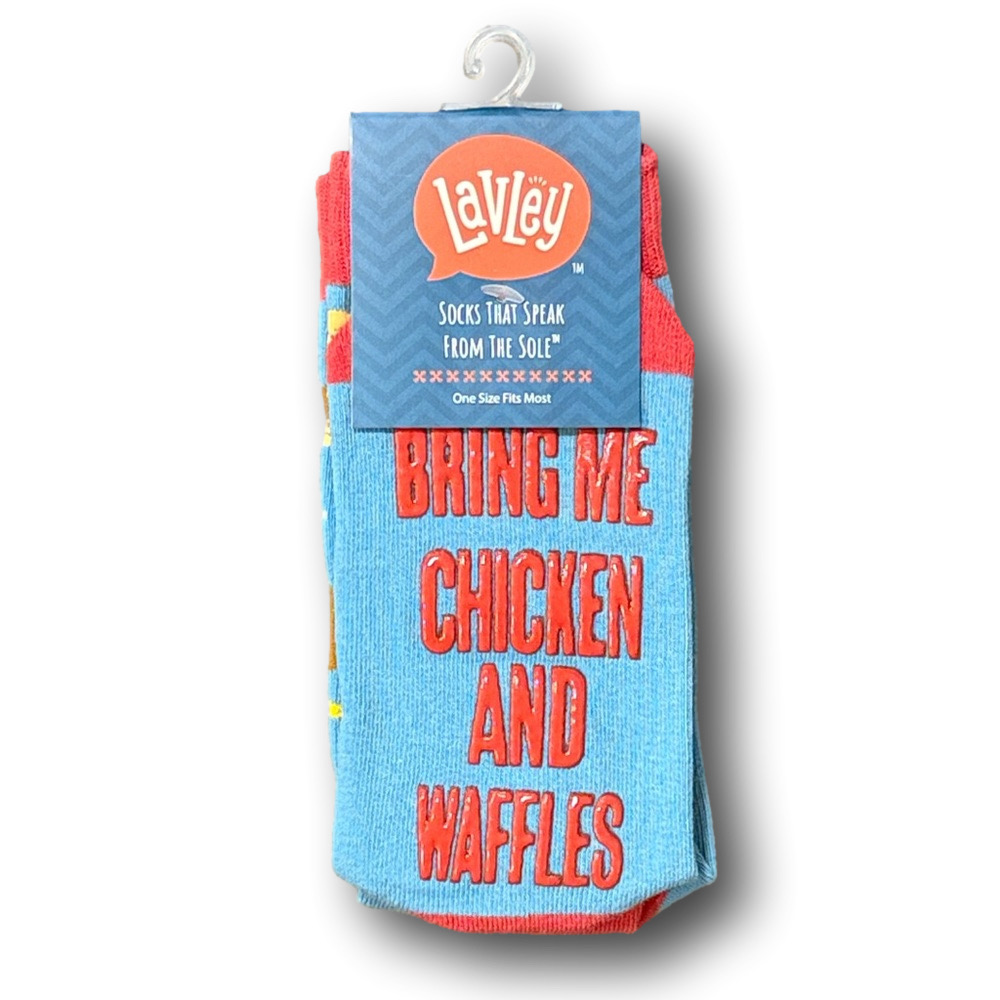 3/$18 Chicken & Waffles Funny Novelty Non-Slip Grip Crew Socks - NWT